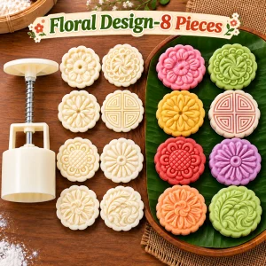 Mooncake Mold - Floral Design - 8 Pieces