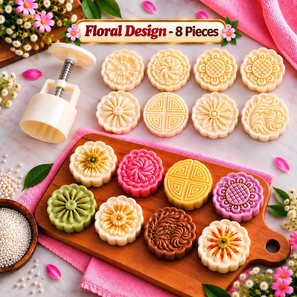 Floral Mooncake Molds and Sweets